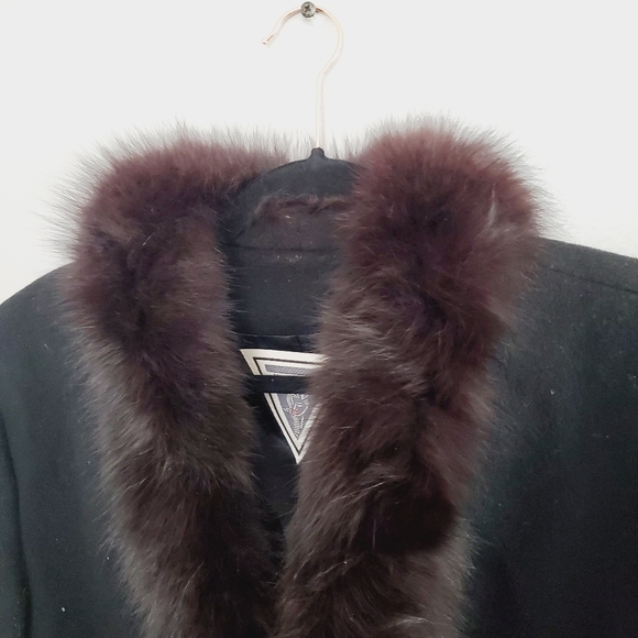 Vintage Marvin Richards Tuxedo Coat Fox Fur Trim - Picture 4 of 14